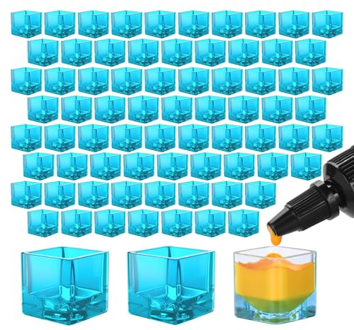 ATOMUS 200pcs Blaue Tattoo Tinte Tassen Quadratische Klare Pigment Cup Eiswürfel Form Plastik Tinte Container Tattoo Zubehör Permanent Make-up Pigment Clear Halter