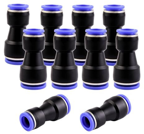ANGEEK 10 pezzi diametro tubo 16 e 12 mm connettore ad aria compressa, riduttori pneumatici push in attacco rapido per il collegamento ad aria e acqua