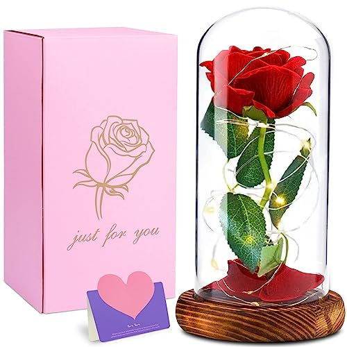 Cirulli Kit di Rose La Bella e la Bestia Rosa EternaRose The Beast Magic Rose Magic Gift con luci a LED San Valentino Decorazione Festa della Mamma Anniversario di Matrimonio Festa Fiori conservati