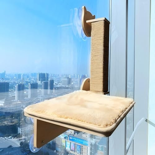 KEJIAWU Katzenkletterwand aus Holz, Wandmontierte Katzenregale ohne Bohren, Platzsparend, Kratzpfosten for Wand und Fenster(2PCS-A)