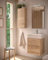Mueble Baño Suspendido a Pared Fondo Reducido | 2 Cajones con Lavabo Cerámico | Roble Natural Tirador Cromo | 50cm