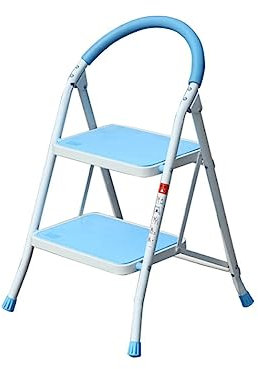 Scala a pioli pieghevole in ferro a 2 gradini, sgabello pieghevole con impugnatura e pedale largo antiscivolo, scale a pioli in metallo a 2 gradini per casa, ufficio, cucina, scala multiuso con capa