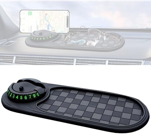 Multifunction Car Anti-Slip Mat Auto Universal Phone Holder, Auto Alfombrilla Antideslizante Soporte para Teléfono Móvil, Giratorio 360° Antideslizante Alfombrilla con Número de Estacionamiento