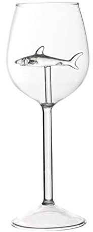 Geardeangloow Copas de vino transparentes de tiburón de 300 ml para Navidad, cumpleaños
