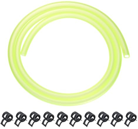 sourcing map 3.3 Feet Fuel Line Hose, 3/16 Inch (5mm) ID Silicone Fuel Line with 10pcs Hose Clamps, Petrol Gas Tube for Motorcycle, Dirt Pit Bike, ATV, Snowmobile, Yellow