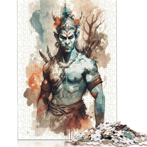 Lord Rama Hinduismus-Puzzle, anpassbare Bilder, 100% recycelter Karton, Puzzle für Erwachsene und Teenager, einzigartiges Geschenk, 1000 Teile (26 x 38 cm)