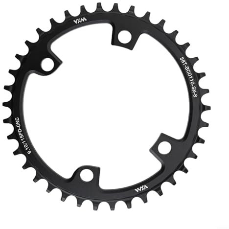 Cadena de aluminio CNC para bicicleta de carretera 110BCD, 4 pernos de una sola velocidad, con dientes anchos estrechos 36-44T, bicicleta de carretera de plato negro, cadena 42T (38T)