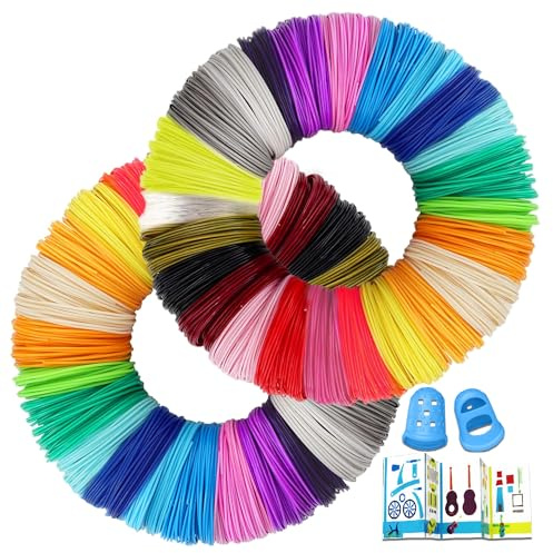 Vahlbeste 3D Stift Zubehör PLA, 40 Farben, Je 5M Insgesamt 200M, 3D Stift Filament mit Vorlagen & Silikon-Fingerhülle, Filament 3D Stift 1,75 mm, 3D Stift für MYNT3D, ODRVM, SCRIB3D, Tecboss
