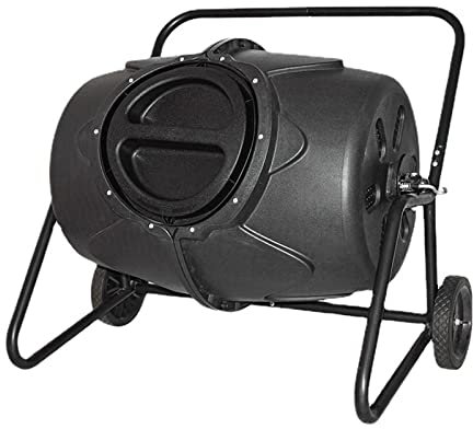 Compost Tumbler Bin with Wheels and Handle, Heavy Duty Rotating Outdoor Organic Compost Mixer for Efficient Composting