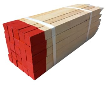 25 Paletti in Legno di Faggio 25x25 mm – Lunghezza 80 cm – Punta Verniciata Rossa – Paletti di Riferimento per Rilievi Geodetici e Segnalazione – Pali da Giardino e Recinzione Robusti