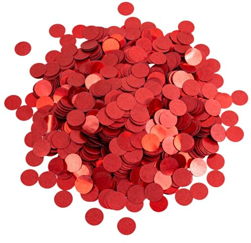 CXNXFD 50g 1.5CM Konfetti Metallic Glitzer Pailletten Rund Konfetti - Karneval Geburtstag Party Hochzeit Festliche Dekoration (6000, Rot, 1.5 cm)
