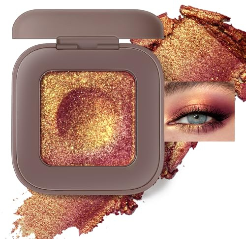 Noerrors Holographische Lidschatten, Duochrome Burgund Gold Glitzer Lidschatten Palette, Multichrome Reichhaltige Farbe Cremiger Schimmer Lidschatten, Farbwechsel Metallic Augen Aufheller für Rave#07