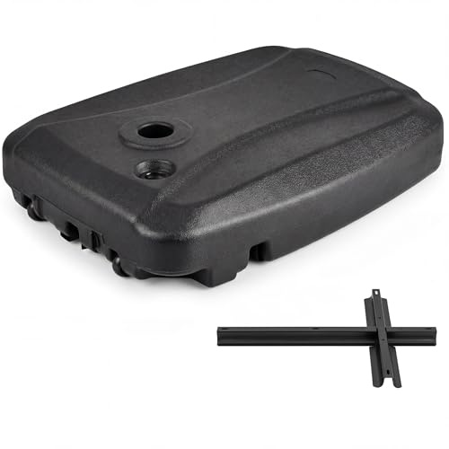 GOPLUS Base Sombrilla de HDPE con Ruedas para Mástiles de hasta 67 mm, Pie Sombrilla Terraza Exterior con Asa, Soporte Parasol Rellenable con Agua y Arena para Jardín (80x61 cm, Rectángulo)