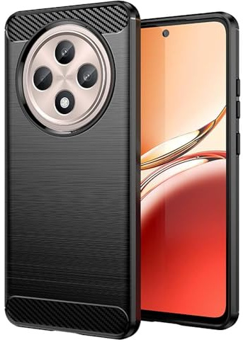 Techsuit für Oppo Reno12 F Reno12 FS Hülle mit Soft Touch, Stoßfest, Kameraschutz, Erhöhte Kanten, Luftkissen Ecken, Anti Fingerabdruck, Flexibel, Carbon Silicone Series, Schwarz