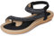 Amissz Sandali Donna Sandalo Estive Eleganti Scarpe Bassi Eleganti Strass Decorato Comodi Piatto Infradito da Mare Stile 1 Nero 37 EU