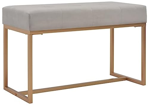 vidaXL Bank Sitzbank Polsterbank Betthocker Sitzhocker Flurbank Beistellbank Garderobenbank Schlafzimmer Wohnzimmer 80cm Grau Samt Eisenrahmen
