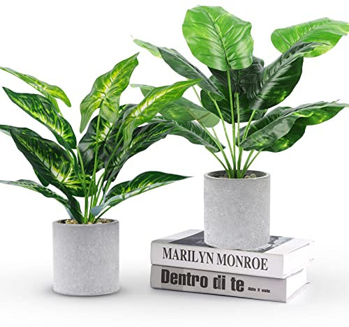 WUKOKU 2 Plantas Artificiales pequeñas en Maceta, Plantas de Oficina para el hogar, Granja, baño, Dormitorio, Cocina, decoración de Escritorio