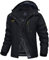 MAGCOMSEN Damen Softshell Skijacke Fleece Wasserdicht Regenjacke Winter Gefüttert Funktionsjacke Damen Outdoorjacke mit Reißverschlusstaschen Warme Hiking Camping Jacke Schwarz XS
