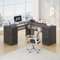 HSH L Shaped Desk with File Drawers Shelves, Reversible Corner Metal Wood Computer Desk with Storage Cabinet, Modern Large Executive Work Writing Study Table for Home Office Bedroom, Dark Gray 59 Inch