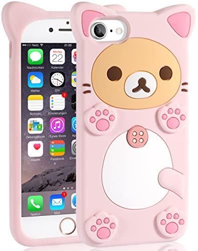Koecya for iPhone 6/6S/7/8/SE 2020/2022 Case 4.7 3D Cute Cartoon Bear Phone Case Kawaii Fashion Cool Funny Bear Soft TPU Case for iPhone 7/8/SE 2020/2022 Silicone Cover for Girls Kids Women PK