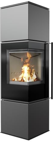 KRATKI Kaminofen aus Stahl Ren/M Links Ø 150 7 kW mit Türfeder