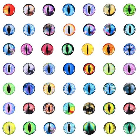 PATIKIL Yeux de Dragon 8 mm, 100PCS Œil en Verre Artificielles Ronds Animaux, Yeux de Securite Amigurumi Cabochon pour Fabrication de Poupées en Argile Artisanat DIY Bijoux, Multicolore