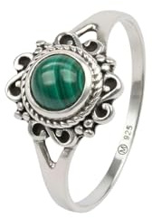mantraroma Silberring Damen Malachit 925 – Cabochon Edelstein Ring