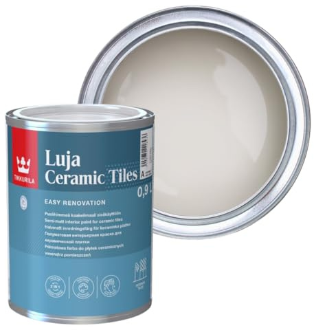 TIKKURILA Luja Ceramic Tiles - Semi-matt paint for Ceramic Tiles - Available in White & 100+ Colours (Median X486, 1 Litre)