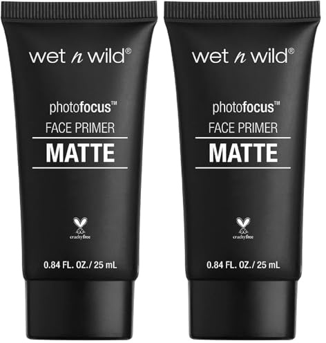 Wet n Wild, Phot Focus Face Primer - Matter Face Primer für das Gesicht, Matt-Effekt, minimiert Poren, füllt Falten auf, Formel mit Trennmitelzusatz, samtige Textur, Partner in Prime (Packung mit 2)