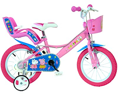 Dino Bikes Peppa Pig 14-Zoll-Fahrrad, Rosa, Mädchenfahrrad, Alter 4–6 Jahre