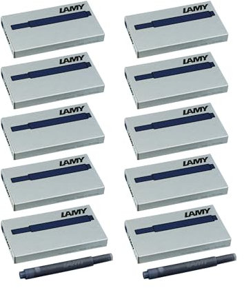 LAMY T10 10er Set Tintenpatronen mit großem Tintenvorrat - geeignet für alle Lamy Patronenfüllhaltermodelle - Inhalt 1,25ml je Patrone - 5 Stück pro Päckchen - Tintenfarbe blau-schwarz