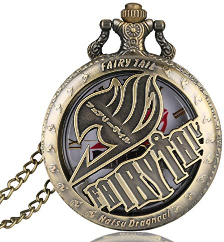 CokinkiDs Retro Taschenuhr Bronze Design Quarz Taschenuhr für Herren Frauen Geschenk mit Halskette Kette