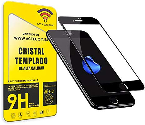 actecom® Protector Pantalla Completa 3D 5D Negro Cristal Templado para iPhone 6 / 6S
