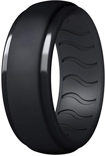Dookeh Silikonring für Männer, Silikon-Ehering für Männer, Eheringe aus Gummi für Männer (A-Black, 7)