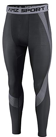 AMZSPORT Herren Kompressionshose Schnelltrocknende Laufhose Sporthose Atmungsaktive Trainingshose, Schwarz XL