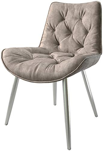 Polsterstuhl Taimi-Flex 4-Fuß konisch Edelstahl Mikrofaser Taupe Vintage