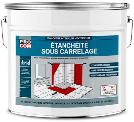 Etancheite sous carrelage, douche, salle de bain, cuisine, pièce humide - Resine d'imperméabilisation, protection à l'eau PROCOM 10 litres