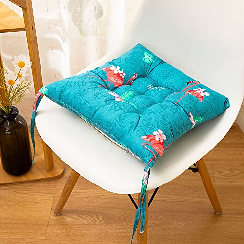 Treer Stuhlkissen mit Bändern Sitzkissen,Tatami Kissen Stuhlauflage Sitzpolster Kissen für Stuhl Weiches Sitzkissen für Indoor Zuhause Stuhl Outdoor Garten (Blumen Flamingo,45x45cm)