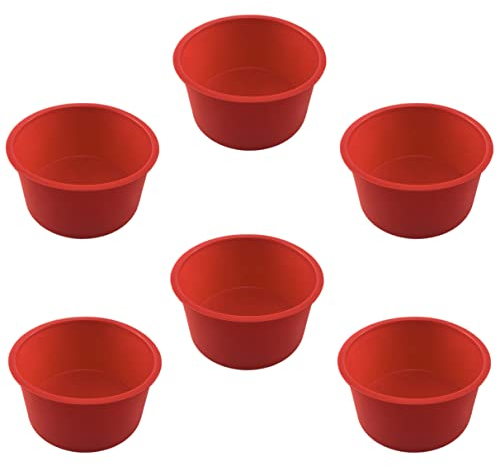Lot de 6 moules à gâteaux ronds en silicone de 10cm - Anti-adhésifs - Libération rapide - Pour gâteaux, muffins, puddings, pain, etc