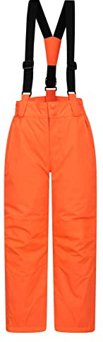 Mountain Warehouse Raptor Kids Snow Pants - Snowproof Boys Ski Trousers, Detachable Braces Bottoms - Ideal for Winter Skiing Holidays & Snowboarding Bright Orange Kids Size 2-3 Years