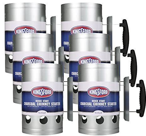Kingsford Heavy Duty Deluxe Charcoal Chimney Starter | BBQ Chimney Starter for Charcoal Grill and Barbecues, Compact Easy to Use Chimney Starters and BBQ Grill Tools | 6 Pack