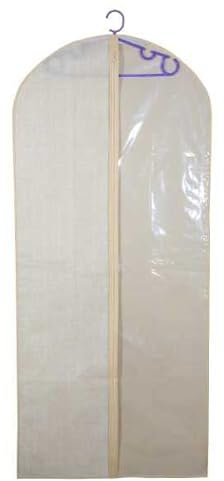 Virsus 6 Custodie porta abiti in TNT di colore BEIGE 6886, misura 137x60 cm, Copriabito Salvaspazio Antipolvere con lato Trasparente e Cerniera, Resistente alla Muffa per Vestiti, Cappotto