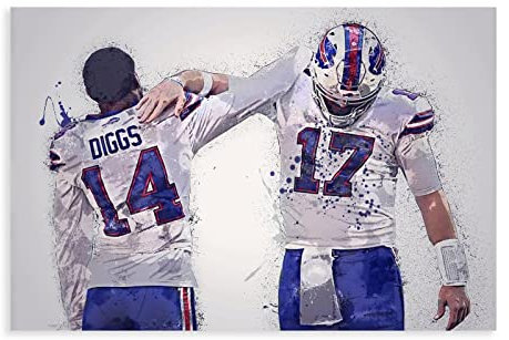 Josh Allen, Stefon Diggs Poster Kunst 1 Leinwand Schlafzimmer Wandkunst Dekor Bild Druck Büros Schlafsaal Zimmer Dekor Geschenke Unframe:30 x 45 cm