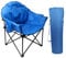 LET'S CAMP Heavy-Duty Oversize Camping Chair Round Moon Saucer Chair Padded Folding Chair with Cup Holder and Carry Bag, Blue