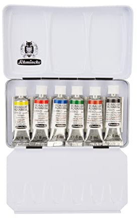 HORADAM AQUARELL feinste Künstler-Aquarellfarben, Kleiner Metallkasten mit 6X 5 ml Tuben