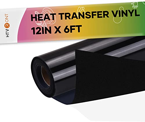 HTVRONT Black Flock HTV-Wärmetransfer-Vinyl, 3,6 x 1,8 m, beflocktes HTV-Vinyl-Rolle für T-Shirts, beflocktes Vinyl zum Aufbügeln, für alle Schneidemaschinen, leicht zu schneiden und zu jäten, Schwarz