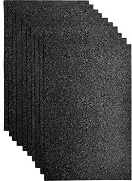 Jtnohx Glitzer Filz, 10pcs Glitzerstoff für Handwerk, 20 x 30 cm Filz zum Basteln Glitzer, Filzstoff Quadrat für Party Projekt Urlaub Festival(Schwarz)