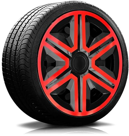 RADKAPPEN-KÖNIG 16 Zoll RKK20 Schwarz-Rot Radkappen Radzierblenden 4 Stück