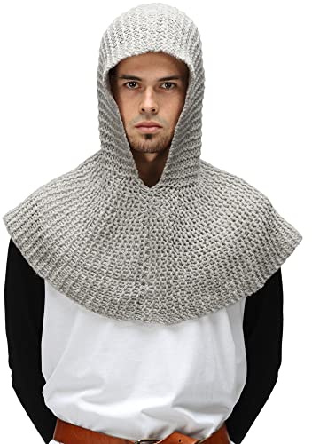SIC HOODS Unisex Kettenhemd-Haube Kapuze, grau, One Size
