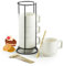 Miamolo Kaffeebecher-Set, stapelbare Kaffeetassen mit Halter, Löffel, 325 ml, Keramik, Espressotasse für Cappuccino, Latte Tee, Getränke, spülmaschinen- und mikrowellengeeignet, Weiß, 4 Stück